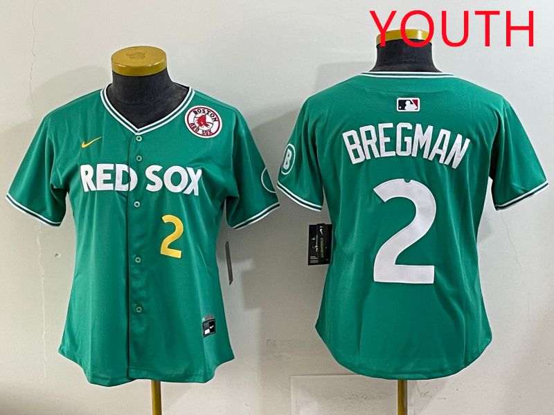 Youth 2025 Boston Red Sox #2 Bregman Dark Green Joint Name Nike MLB Jersey style 6->youth mlb jersey->Youth Jersey